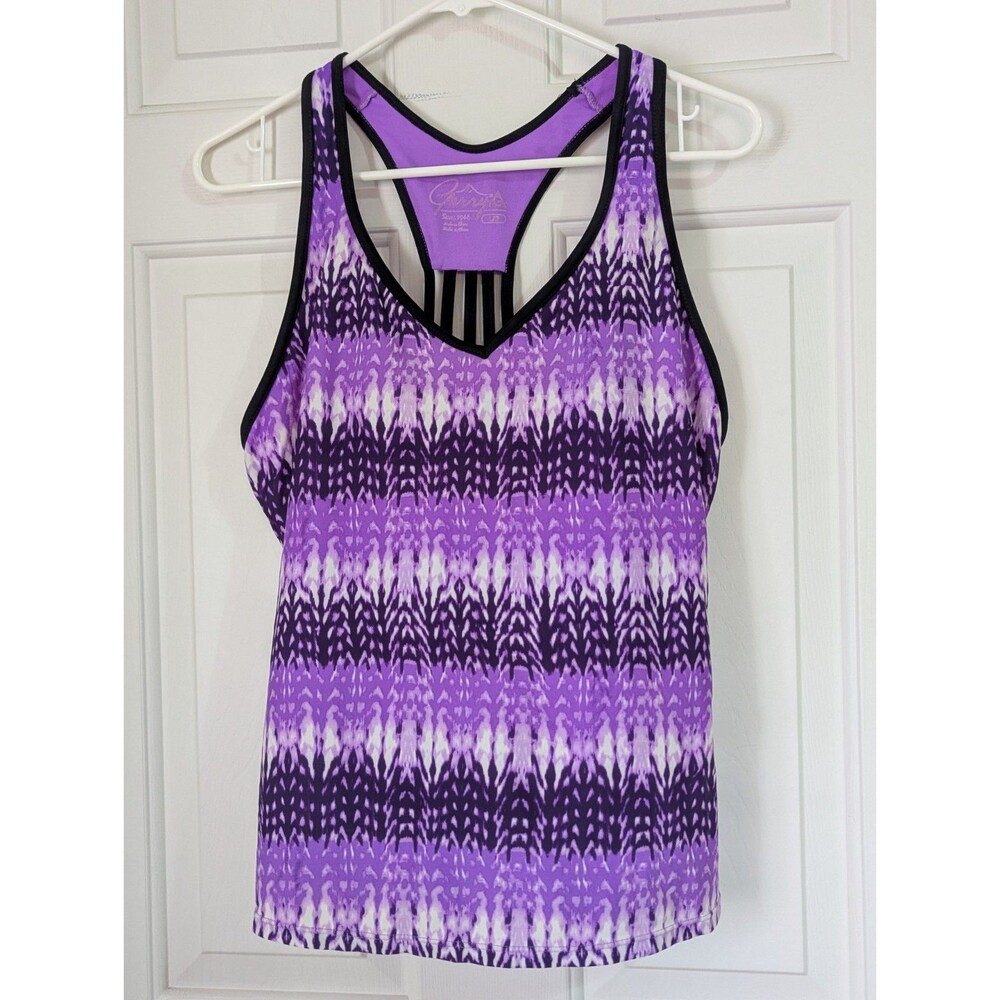 Gerry Activewear Sports Tank Bra Womens Large Purple Tie-Dye Racerback Stretch